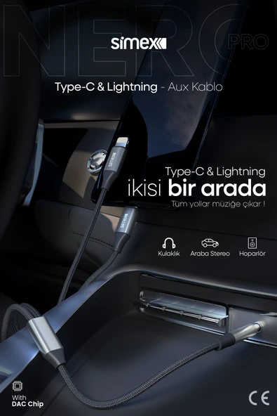 Simex 2in1 DAC SA-03 AuxPro Kumaş AUX Kablosu - 2