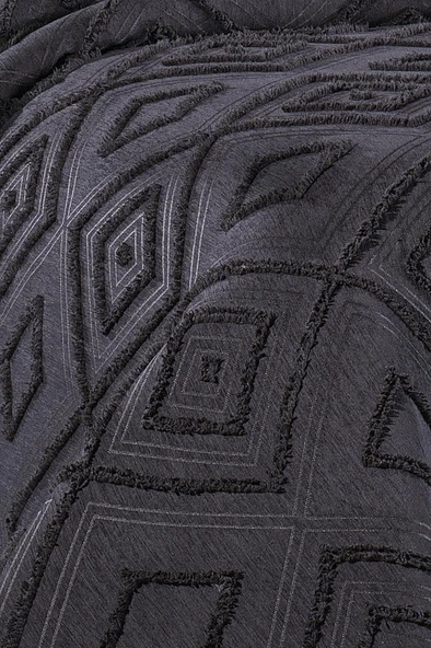 Çeyiz Diyarı Samira 3 Parça Çift Kişilik Pike Takımı Siyah - Resim 2