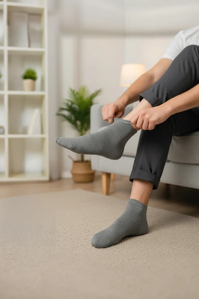 3'lü Pamuk Erkek Patik Çorap Seti - Karışık Renkli- Erkek Sneaker Çorap - 6