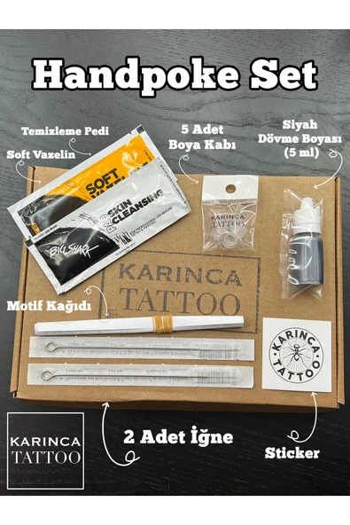 Handpoke Dövme Kiti Dövme Yapım Seti (DÖVME IĞNESİ, DÖVME BOYASI, DÖVME KREMİ) Karınca Tattoo ürün görseli 1
