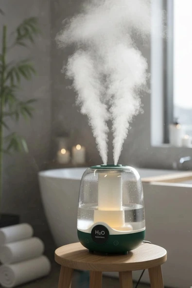 Glr K07 Yeşil Çift Spreyli Ultrasonik Sessiz Hava Nemlendirici ve Gece Lambası | 3L Kapasite - 3