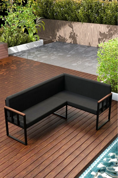 Wood House PARE KÖŞE TAKIMI SİYAH (MUTFAK,BAHÇE,BALKON,OTURMA ODASI) ürün görseli