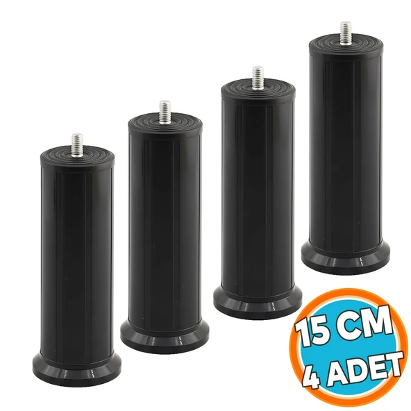 4 Adet Mobilya Baza Tv Ünitesi Yükseltme Ayağı Robot Süpürge Uyumlu 15 cm Siyah Plastik ürün görseli