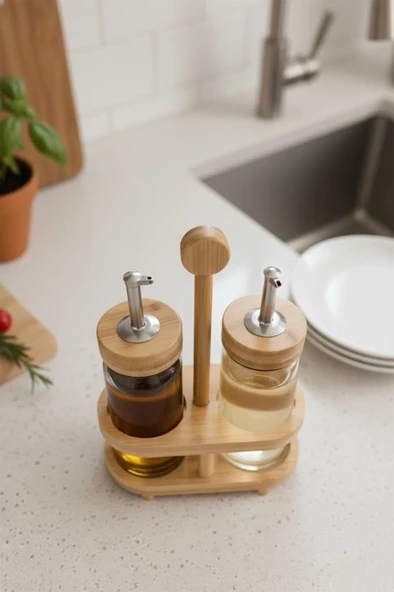 Bambum Mima - Bambu Standlı 2'li Yağdanlık Küçük - Resim 4