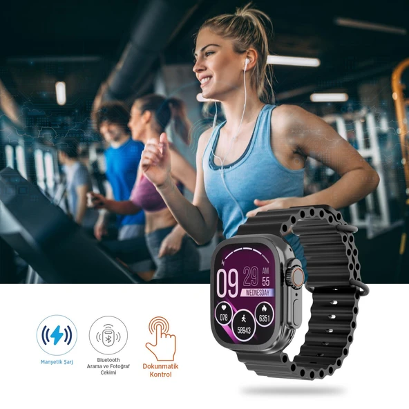 Polosmart PSSW21 2.01" Dokunmatik Ekranlı Akıllı Saat Titreşimli, Mikrofonlu, Adım Sayarlı Siyah - 3