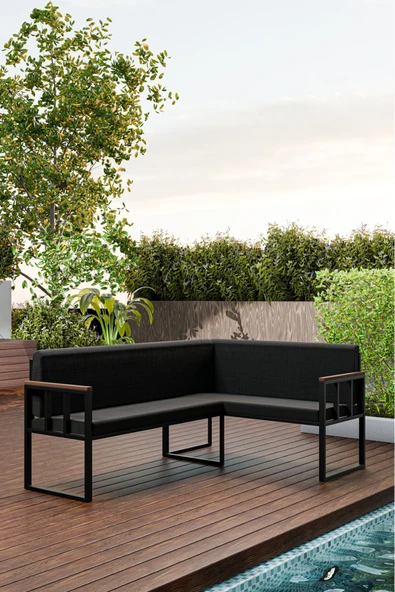 Wood House PARE KÖŞE TAKIMI SİYAH (MUTFAK,BAHÇE,BALKON,OTURMA ODASI) - Resim 2