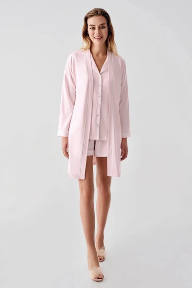 MDB Freshness 324 Kadın 4'Lü Sabahlıklı Şorlu Pijama Takımı ürün görseli