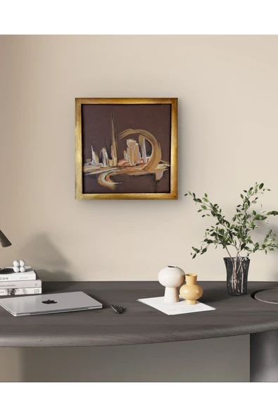 Feoly Art Modern Soyut Tablo – El Boyaması – 22x22 Ev Dekorasyon Tablosu – MDF Üzeri Akrilik - 5