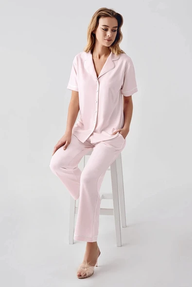 MDB Freshness 324 Kadın 4'Lü Sabahlıklı Şorlu Pijama Takımı - Resim 3