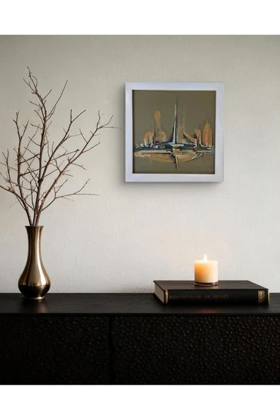 Feoly Art Modern Soyut Tablo – El Boyaması – 22x22 Ev Dekorasyon Tablosu – MDF Üzeri Akrilik - 5