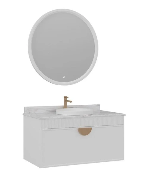 Orka Molino 100 cm Beyaz Banyo Dolabı Alt Modül ve Lavabo - Resim 2