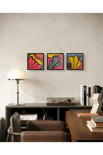 Feoly Art Modern Soyut 3’lü Tablo Seti – El Boyaması – 22x22 Ev Dekorasyon Tablosu – MDF Üzeri Akrilik
