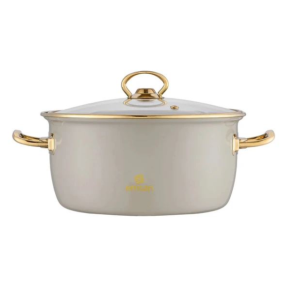 Emsan Retro 24 cm Emaye Kızartma Tenceresi Bej ürün görseli 1