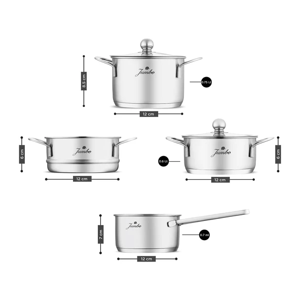 Jumbo New Baby Steel 6 Parça İndüksiyon Tabanlı Çelik Mini Set - Resim 2