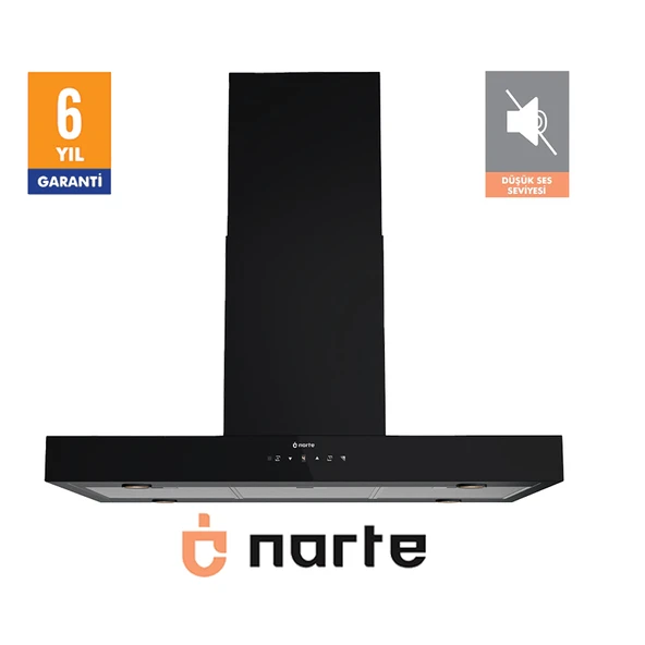 NARTE -HI30190B 90 CM SIYAH ADA TİPİ DAVLUMBAZ -6 YIL GARANTİLİ -YÜKSEK PERFORMANS