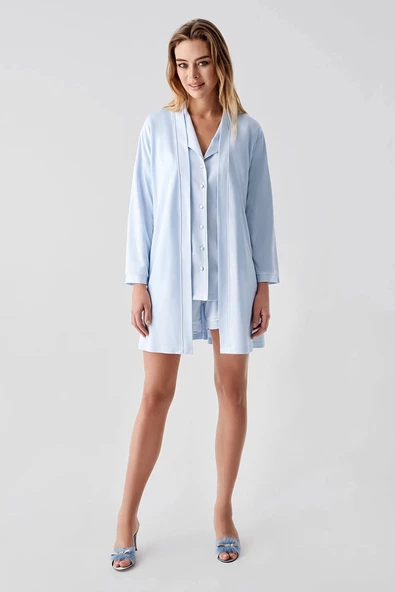 MDB Freshness 324 Kadın 4'Lü Sabahlıklı Şorlu Pijama Takımı ürün görseli