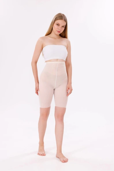 MDB Freshness 0007 Lazer Kesim Tül Yüksek Bel Şort Korse - Resim 3