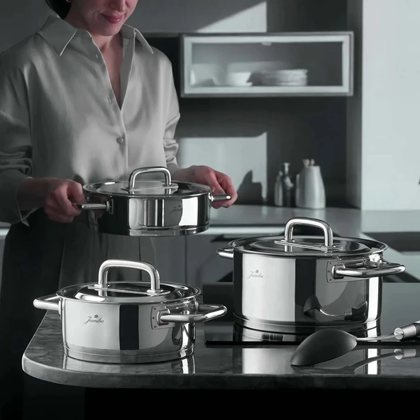 Jumbo Metalix 14 Parça Çelik Çeyiz Seti (Metalix 8 Parça Çelik Tencere Seti-Metalix Full Metal Çaydanlık-3'lü Cezve) - Resim 8