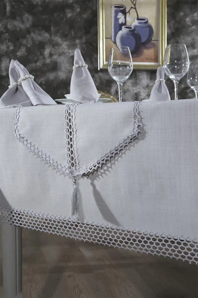 Simay Masa Örtüsü 26 Parça Gri - Resim 3