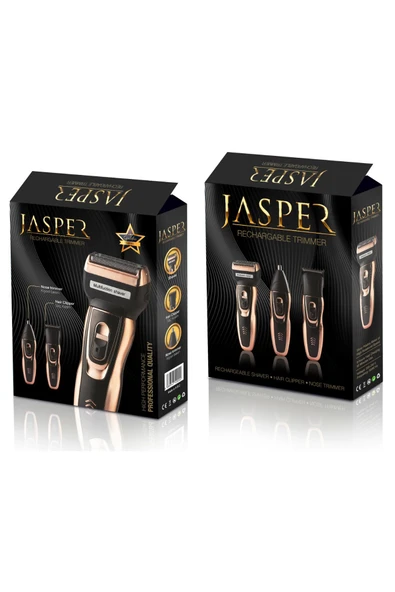 Jasper JPR-2020 3 Başlıklı Özel Seri Titanyum Pro Edition Saç Sakal  Burun Kılı Alma Tıraş Makinesi - Resim 3