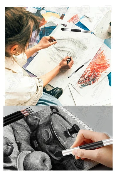 Pastel Dağıtıcı Gölgelendirme Kalemi 2 Li 1 Paket Sünger Keçe Eskiz Karakalem Kaynaştırma Kalemi Dağıtıcı Kalem - Resim 5