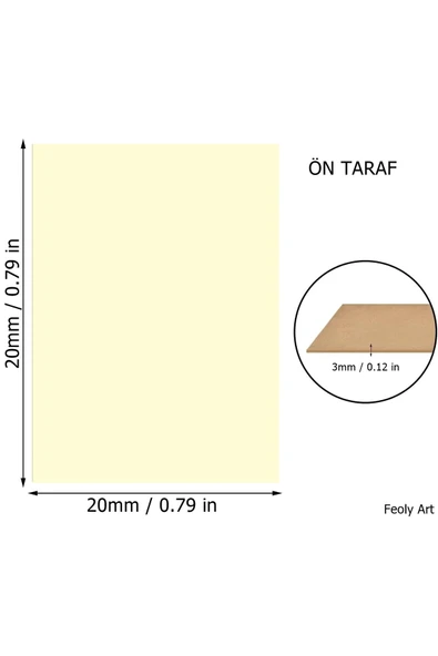 Feoly Art 3 mm 20x20 MDF Plaka (10 ADET) - Hobi, Maket, Ahşap El Sanatları İçin Uygun (10`lu Paket) - 2
