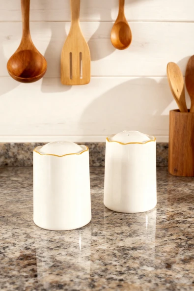 Fecra Blanc Tuzluk ve Biberlik Altın Yaldızlı - 5