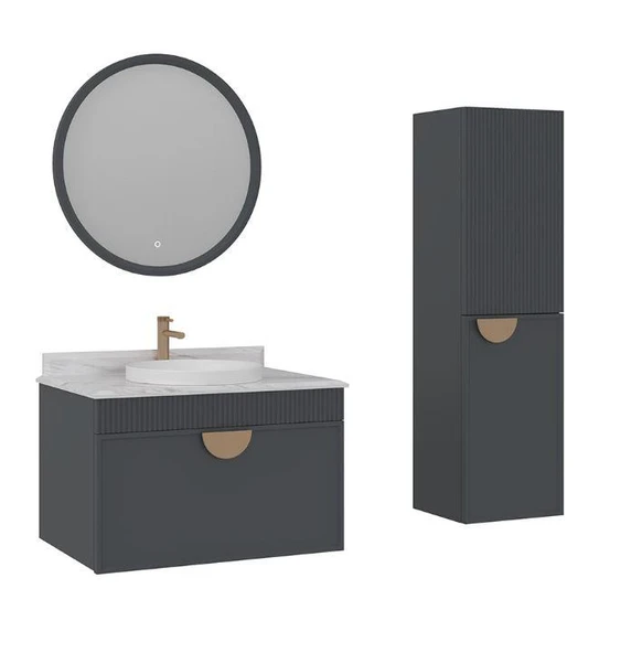 Orka Molino 80 cm Antrasit Banyo Dolabı Takımı ve Boy Dolabı ürün görseli