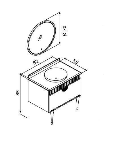 Orka Molino 80 cm Antrasit Banyo Dolabı Alt Modül ve Lavabo - Resim 3