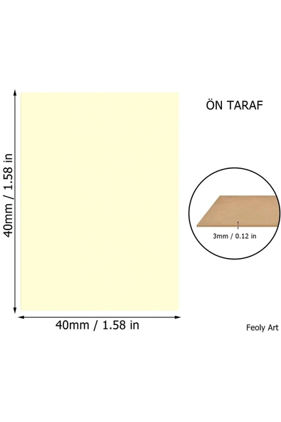 Feoly Art 3 mm 40x40 MDF Plaka (8 ADET) - Hobi, Maket, Ahşap El Sanatları İçin Uygun (8`li Paket) - 2