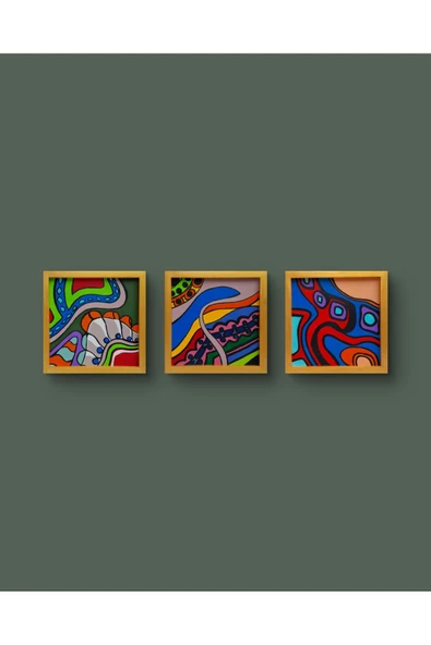 Feoly Art Modern Soyut Tablo – El Boyaması – 22x22 Ev Dekorasyon Tablosu – MDF Üzeri Akrilik - 4