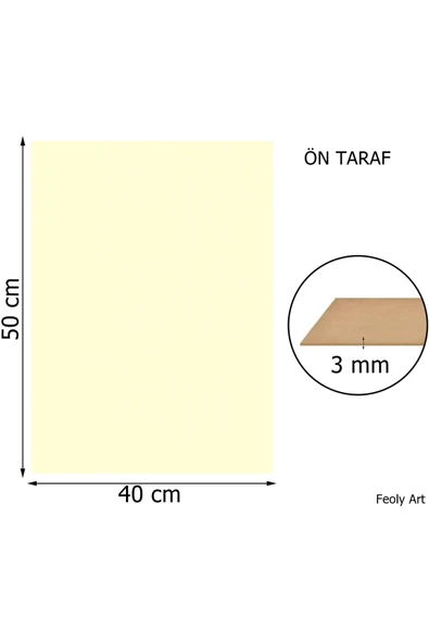 Feoly Art 3 mm 40x50 MDF Plaka (3 ADET) - Hobi, Maket, Ahşap El Sanatları İçin Uygun (3`lü Paket) - 3