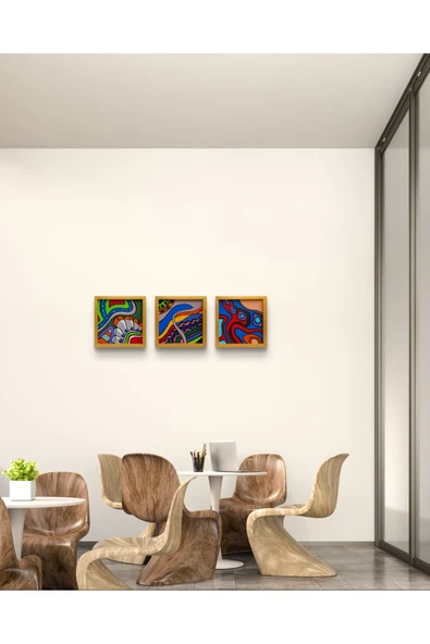 Feoly Art Modern Soyut Tablo – El Boyaması – 22x22 Ev Dekorasyon Tablosu – MDF Üzeri Akrilik - 3