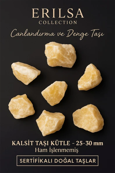 Sertifikalı Ham İşlenmemiş Bal Kalsit Taşı Kütle 25–30 mm Doğal – Canlandırma ve Denge Taşı ürün görseli