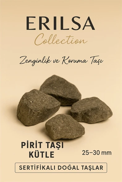 Sertifikalı Ham İşlenmemiş Pirit Taşı Kütle 25–30 mm – Zenginlik ve Koruma Taşı ürün görseli