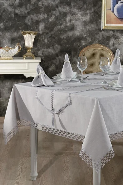 Simay Masa Örtüsü 26 Parça Gri ürün görseli