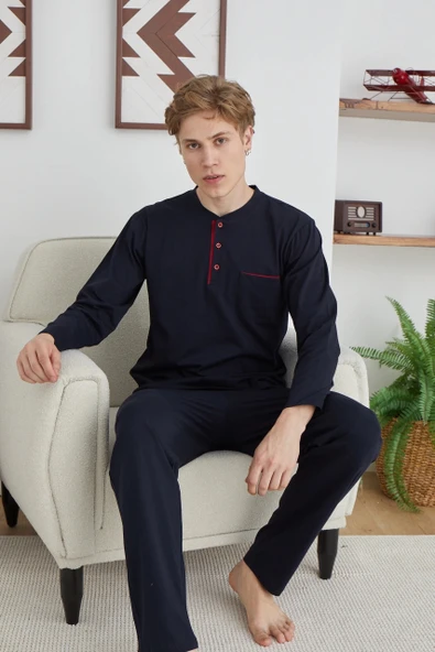 MDB Kocabey 9111 Battal Erkek Midi Yaka Pijama Takımı