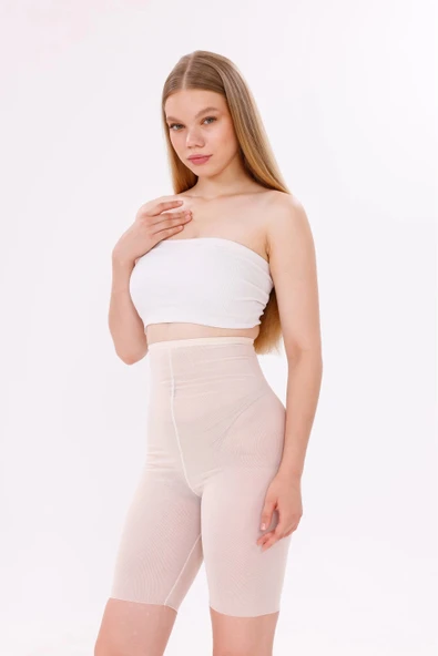MDB Freshness 0007 Lazer Kesim Tül Yüksek Bel Şort Korse - Resim 7