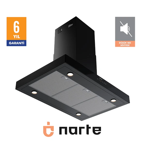 NARTE -HI30190B 90 CM SIYAH ADA TİPİ DAVLUMBAZ -6 YIL GARANTİLİ -YÜKSEK PERFORMANS - 3
