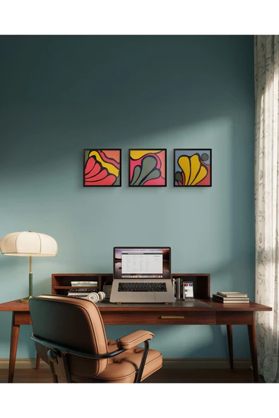 Feoly Art Modern Soyut 3’lü Tablo Seti – El Boyaması – 22x22 Ev Dekorasyon Tablosu – MDF Üzeri Akrilik - 2