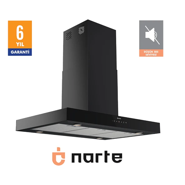 NARTE -HI30190B 90 CM SIYAH ADA TİPİ DAVLUMBAZ -6 YIL GARANTİLİ -YÜKSEK PERFORMANS - 2