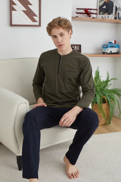 MDB Kocabey 9111 Battal Erkek Midi Yaka Pijama Takımı ürün görseli