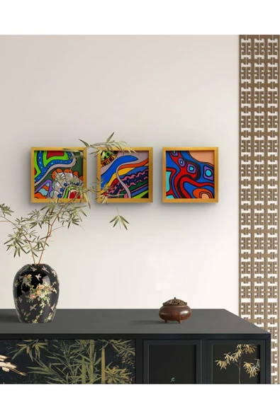 Feoly Art Modern Soyut Tablo – El Boyaması – 22x22 Ev Dekorasyon Tablosu – MDF Üzeri Akrilik - 2