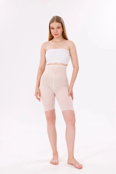 MDB Freshness 0007 Lazer Kesim Tül Yüksek Bel Şort Korse - Resim 4