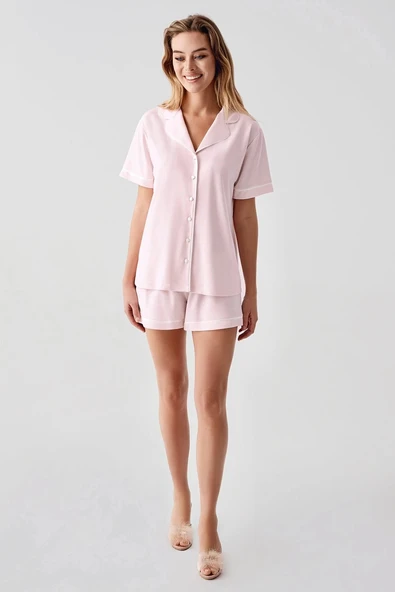 MDB Freshness 324 Kadın 4'Lü Sabahlıklı Şorlu Pijama Takımı - Resim 2