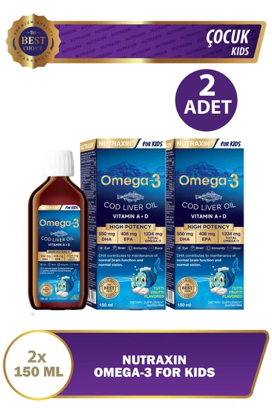 Nutraxin Omega 3 Şurup Karışık Meyve Aromalı 150 ml 2 Adet ürün görseli 1