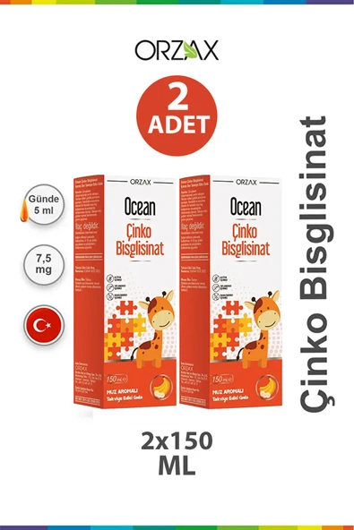 Ocean Çinko Bisglisinat Şurup 150 ml - Muz Aromalı 2 Adet ürün görseli 1