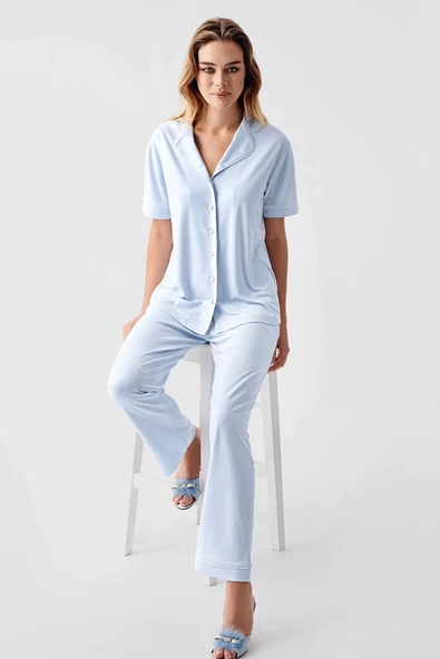 MDB Freshness 324 Kadın 4'Lü Sabahlıklı Şorlu Pijama Takımı - Resim 2