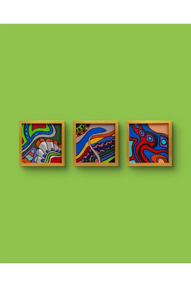 Feoly Art Modern Soyut Tablo – El Boyaması – 22x22 Ev Dekorasyon Tablosu – MDF Üzeri Akrilik - 5