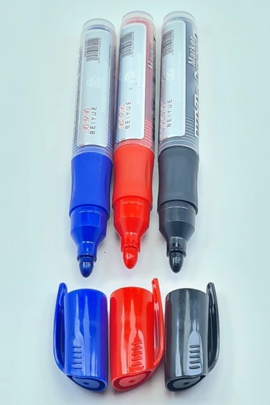 3 Renk Karışık Kırmızı Siyah Mavi Tüplü Kartuşlu Byb Tahta Kalemi ürün görseli 1